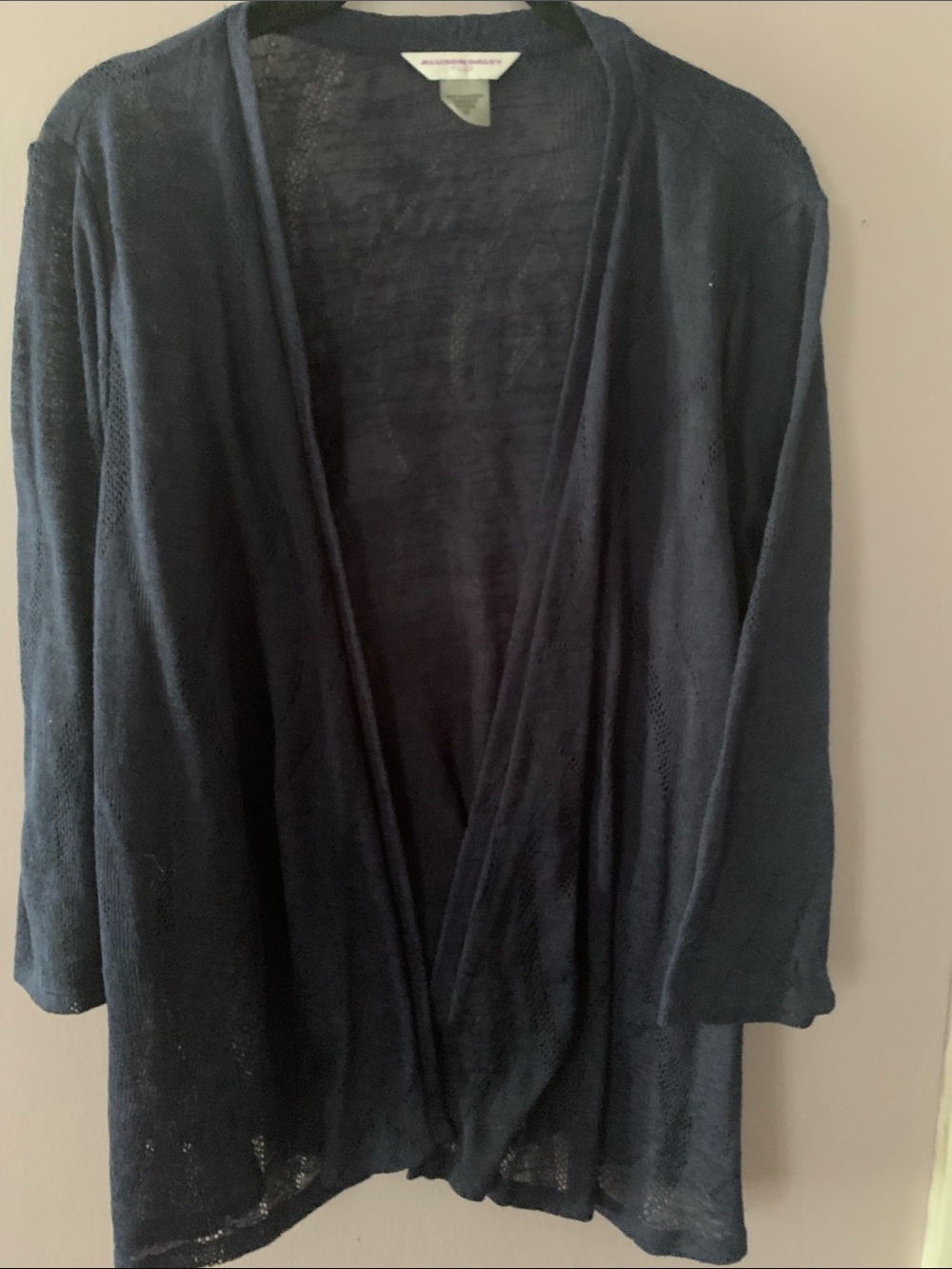 Allison Daley Navy Open-Front Lightweight Cardigan